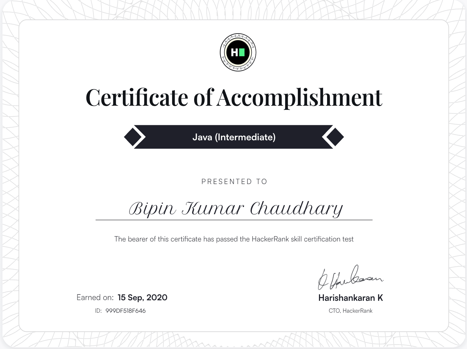 Java (Intermediate) Certificate