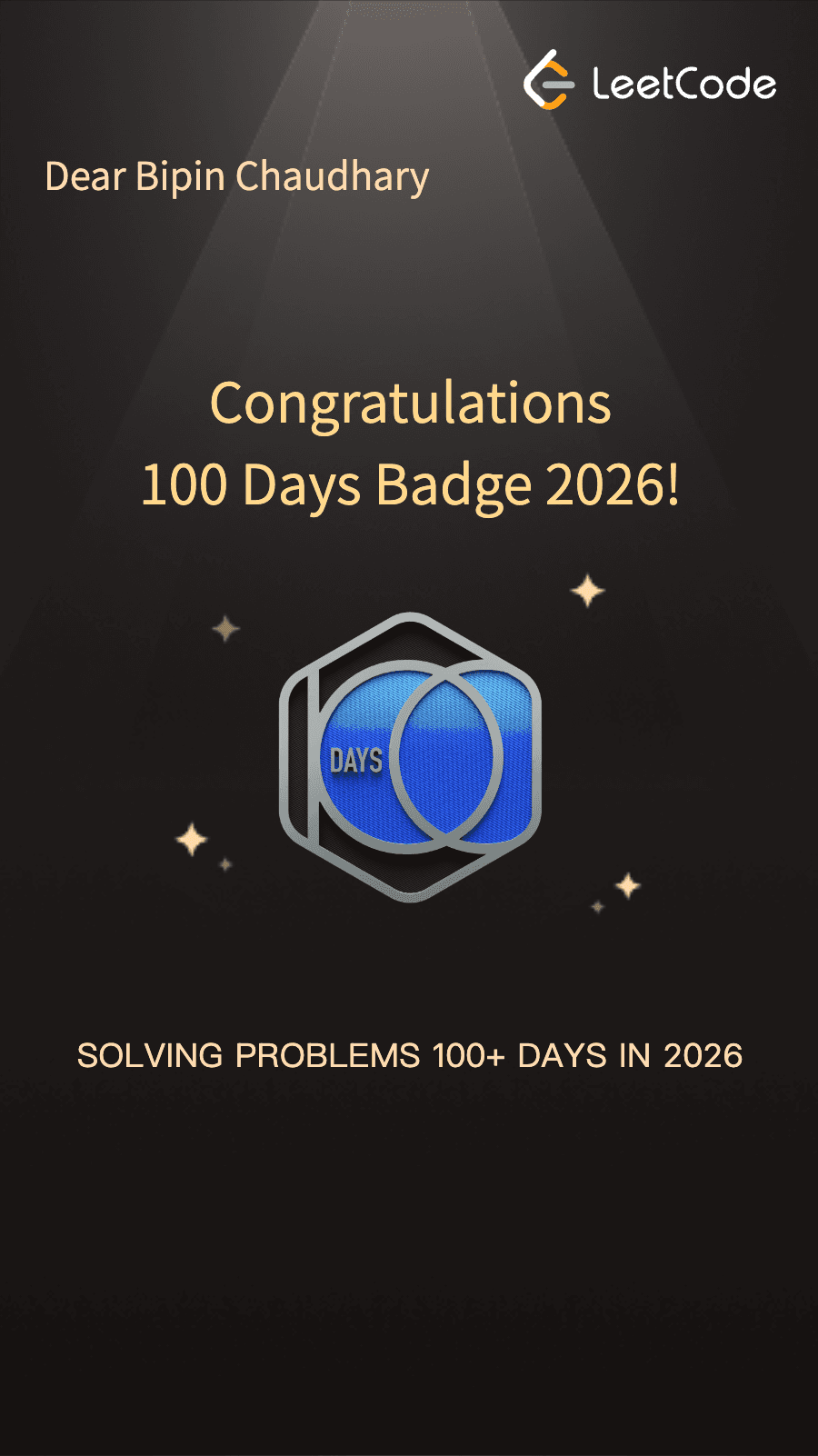 LeetCode 100 Days Badge 2026