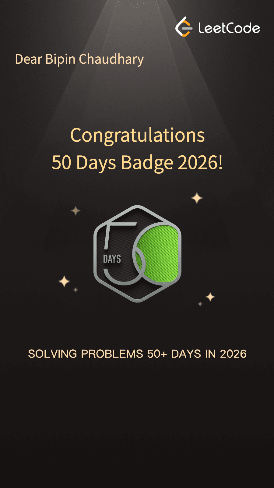 LeetCode 50 Days Badge 2026